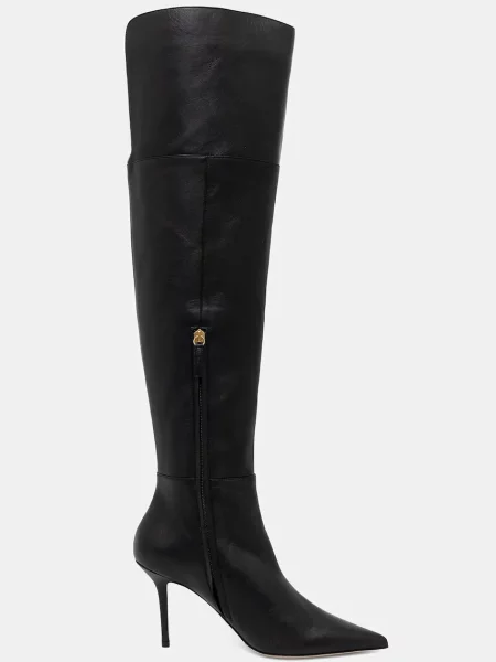 Шкіряні чоботи Elisabetta Franchi на шпильці чорний