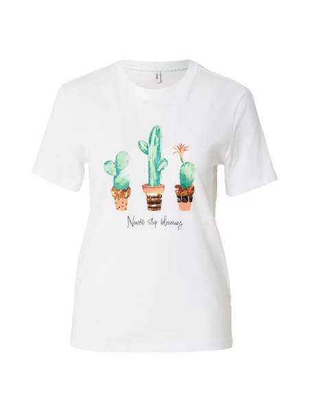 ONLY Tricou ONLKITA bronz / verde mentă alb