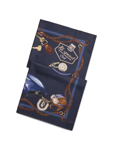 Μεταξωτός κασκόλ Ralph Lauren Purple Label με σχέδιο μπλε