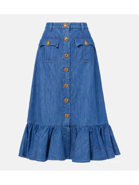Spódnica jeansowa Valentino do kolan niebieska