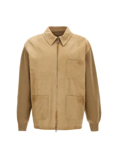 Kurtka skórzana Golden Goose beżowa