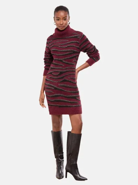 Lipsy Rochie tricotat roșu burgundy argintiu negru