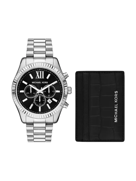 Michael Kors zegarek i etui na karty srebrny