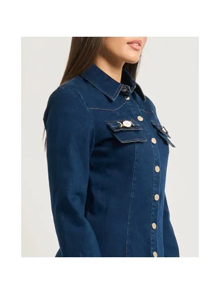 Fracomina Bluzki i koszule Kobieta XS Denim Camicia slim in denim con lavaggio medio niebieski