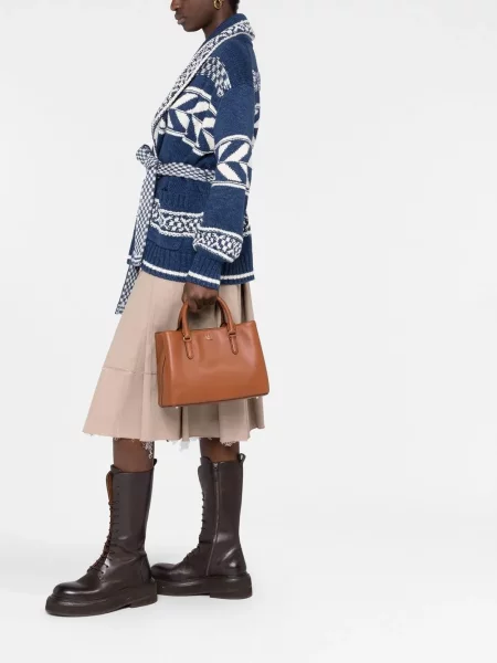 Iš natūralios odos odinė rankinė Lauren Ralph Lauren ruda