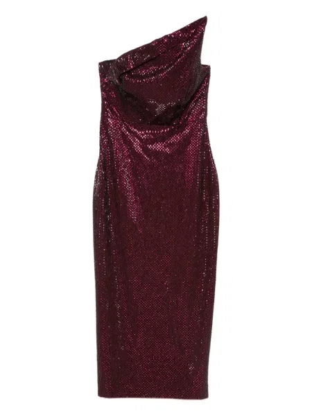 Flitteres félvállas ruha Roland Mouret piros