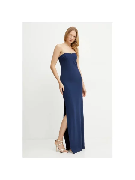 Elisabetta Franchi sukienka granatowy maxi prosta niebieska