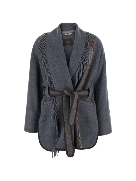 Cu centură cardigan Bazar Deluxe gri