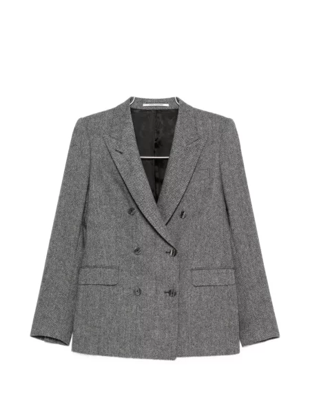 Geacă Tagliatore cu model herringbone cu două rânduri de nasturi gri