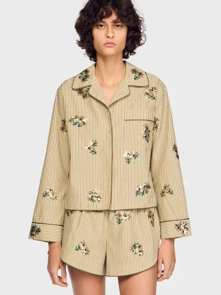 Смугаста сорочка Sandro зелена