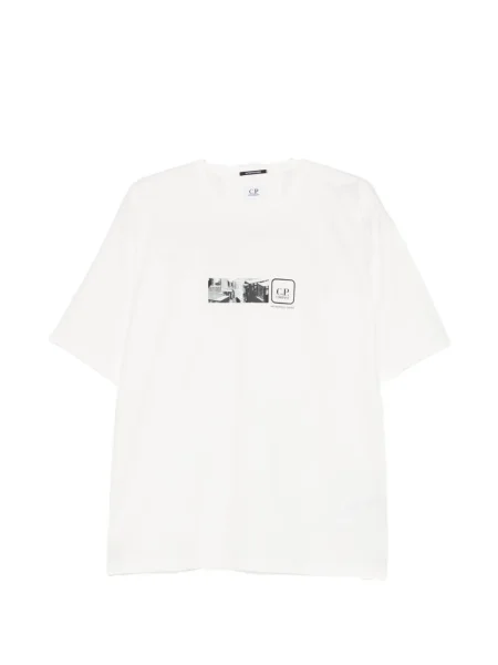 Tricou C.p. Company cu imagine scurt alb