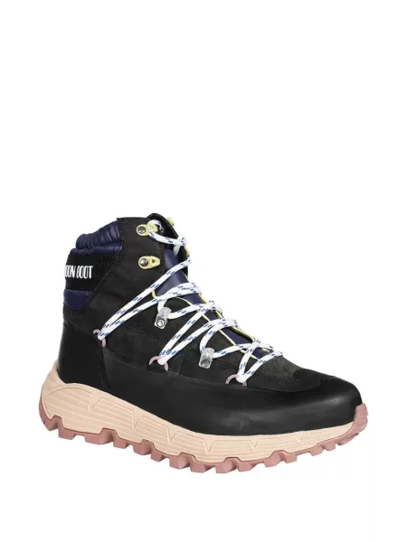 Cizme scurte Moon Boot cu șireturi din dantelă negru