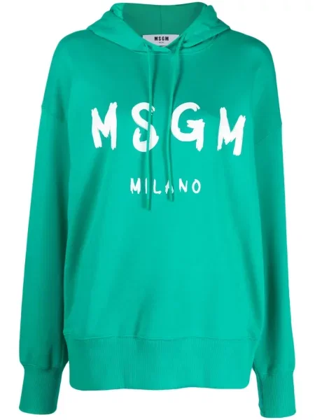 Bluza z kapturem Msgm z nadrukiem zielona