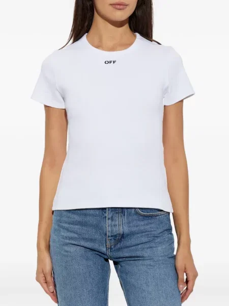 Tricou Off-white cu broderie alb