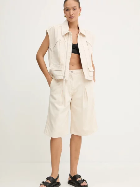 Шорти Pinko однотонні висока посадка бежевий