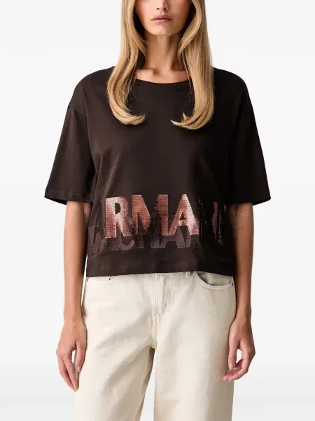 Tricou Armani Exchange cu paiete maro