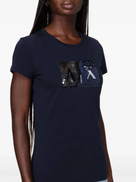 Tricou Armani Exchange cu paiete albastru