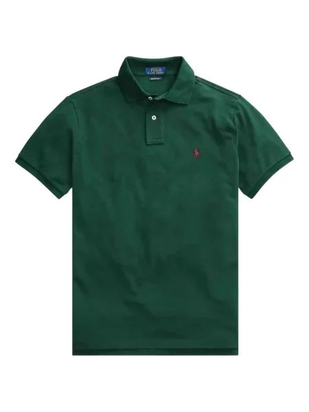 Lanena polo majica Polo Ralph Lauren karirana zelena