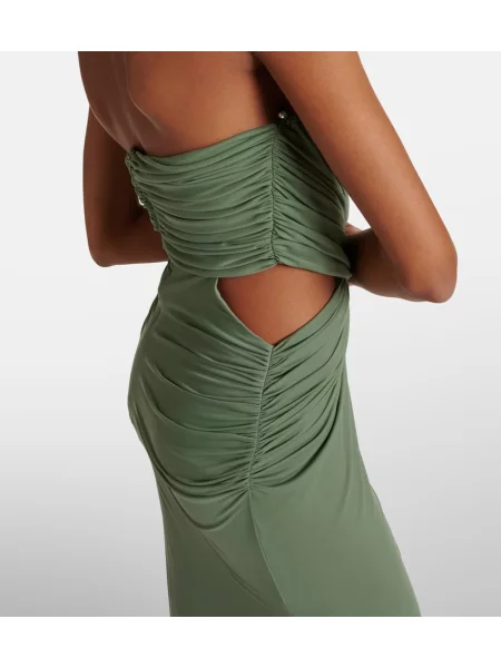 Rochie maxi Christopher Esber din jerseu de costum verde