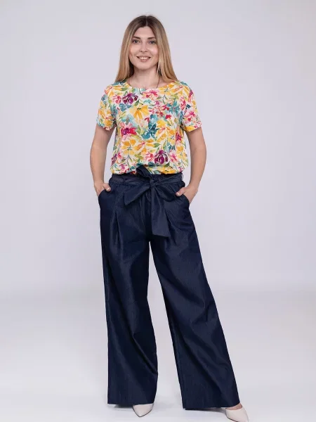 Штани повсякденні Nita темно-синій текстиль сині