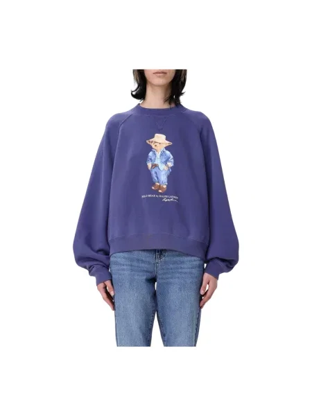 Bluza z nadrukiem z logo i okrągłym dekoltem niebieska