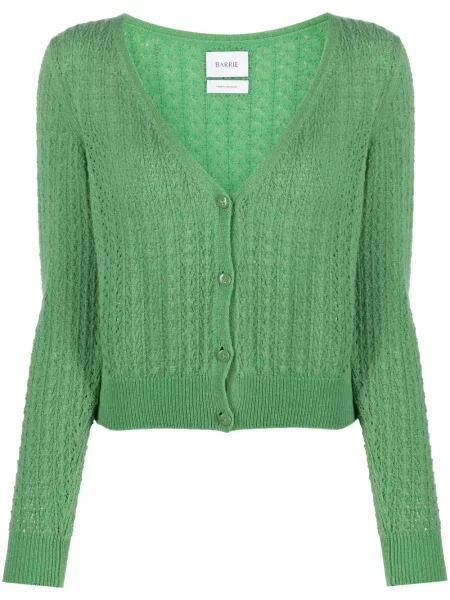 Kardigan Barrie z kaszmiru z dekoltem w serek zielony
