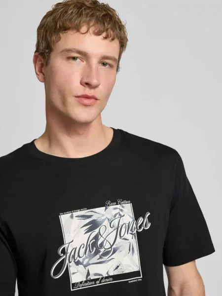 T-shirt z okrągłym dekoltem model HONOLULU' Jack & Jones czarna