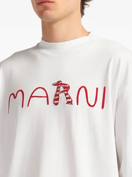 Tricou Marni cu broderie alb