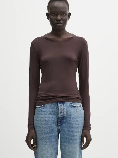 Anine Bing longsleeve z dodatkiem wełny sylvie brązowy