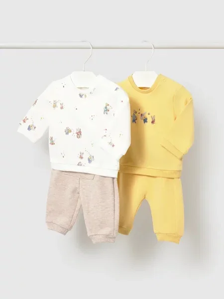 Mayoral Newborn komplet trenirka za bebe od pamuka s elastanom žuta