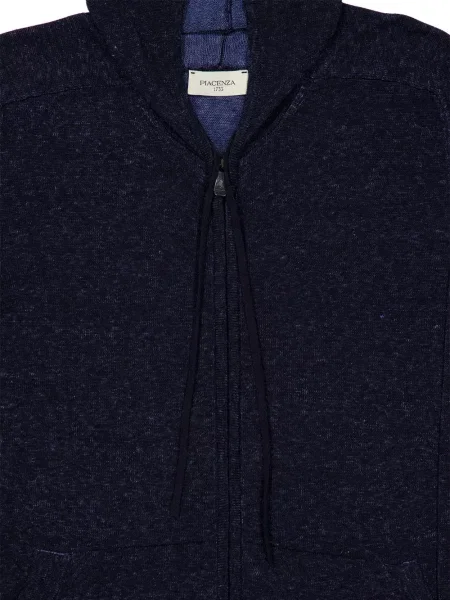 Кашмирен суичър с качулка Piacenza Cashmere с връзки синьо