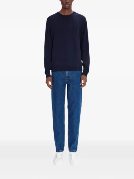 Pulover A.p.c. cu broderie de lână albastru