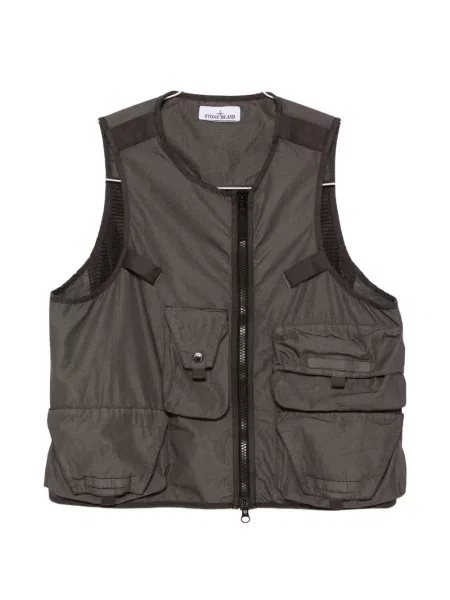 Жилетка с цип Stone Island камъни сиво