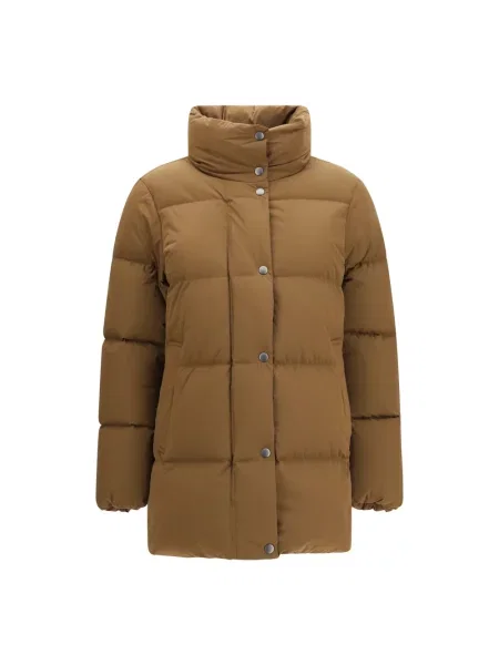 Kurtka skórzana Woolrich pikowana brązowa