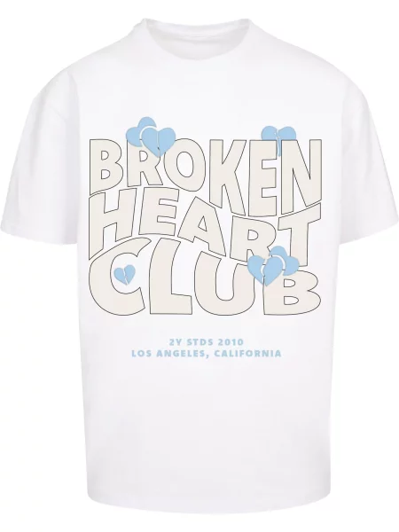 2Y Studios Tričko Broken Heart Club béžová / modrá bílá