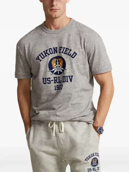 Tricou polo Polo Ralph Lauren cu glugă cu blană cu broderie roșu