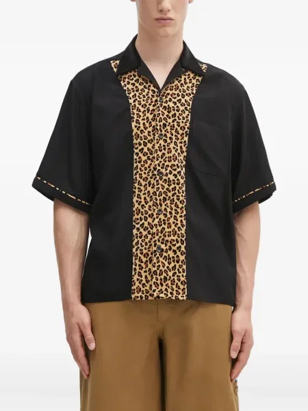 Риза Wacko Maria с принт с леопардов принт черно