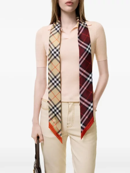 Μεταξωτός καρό κοκαλιάρης κασκόλ Burberry