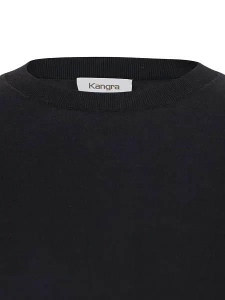 Pulover Kangra cu decolteu rotund negru