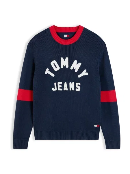 Tommy Jeans Pulover New Classics albastru închis / roșu intens alb