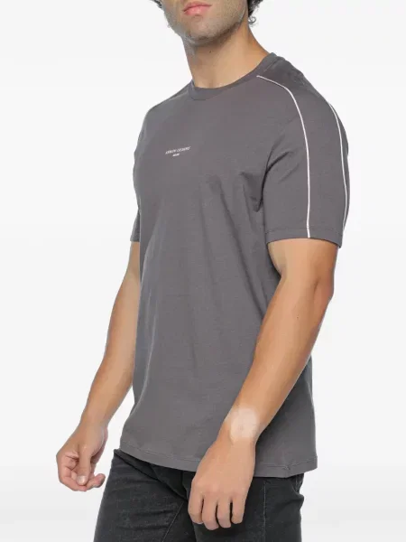 Tricou Armani Exchange cu dungi cu imagine gri