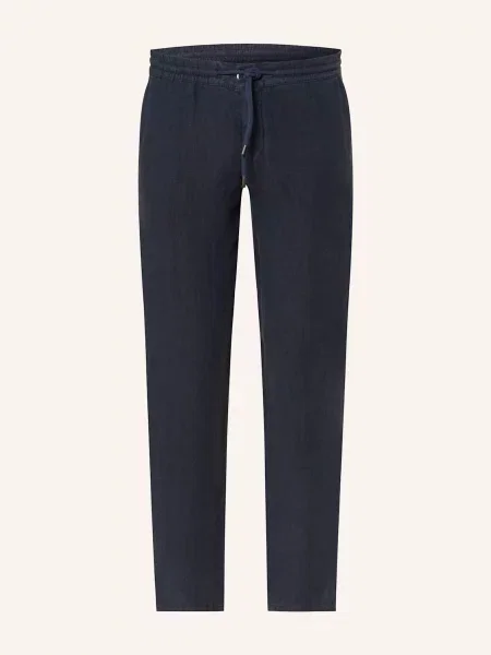 Alberto Lněné Kalhoty House V Joggingovém Stylu Tapered Fit tmavě modrá
