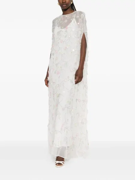 Rochie maxi Bernadette cu paiete alb