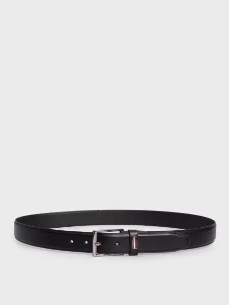Кожаный ремень Tommy Hilfiger в деловом стиле черный