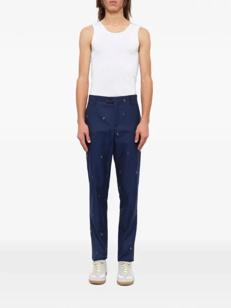 Pantaloni Kenzo cu broderie albastru