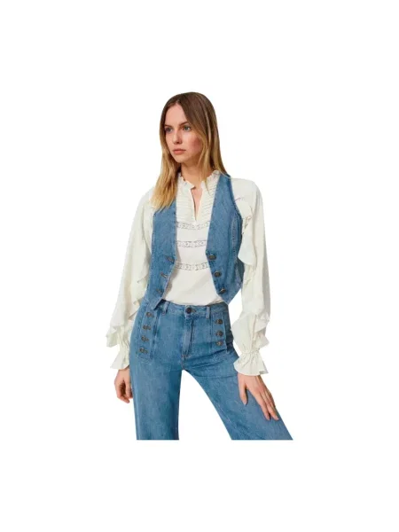 Twinset kamizelka jeansowa niebieska