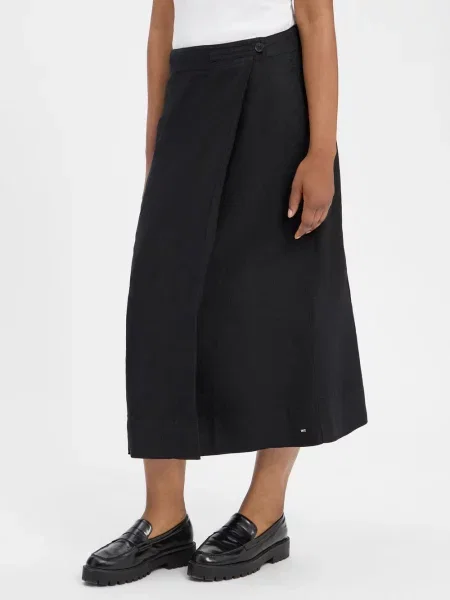 Tommy Hilfiger spódnica kopertowa Kobiety len jednolity 38 czarny