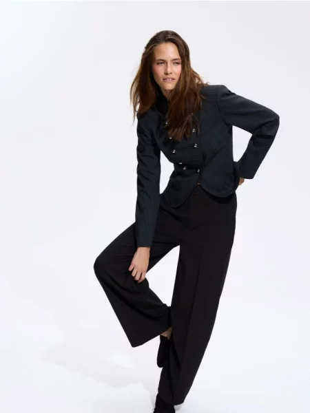 Reserved Pantaloni petite cu dungă cacao-cu-lapte