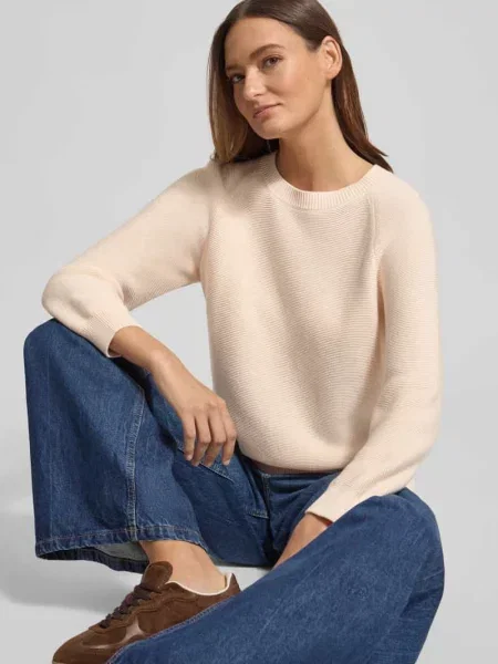 Sweter dzianinowy z czystej bawełny krój regular fit model FOVILA' Boss różowy