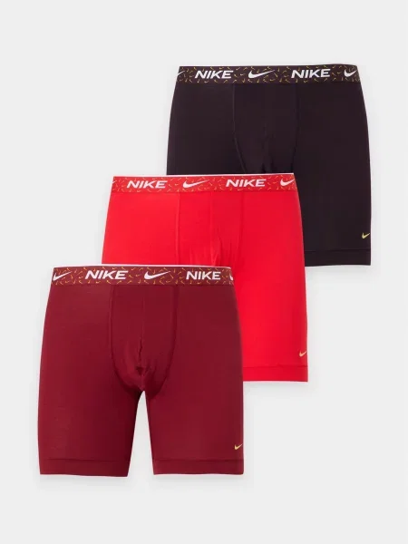 NIKE Underwear Boxer trumpikės tamsiai ruda / raudona / vyšninė balta